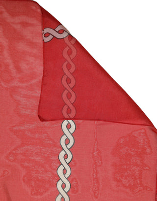 Red Silk Braided Rope Square Foulard Scarf