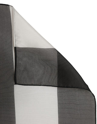 Black White Stripe Silk Square Foulard Scarf