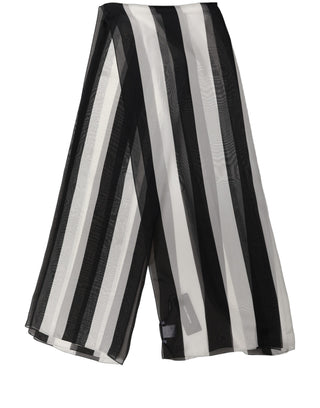 Black White Stripe Silk Shawl Stole Scarf