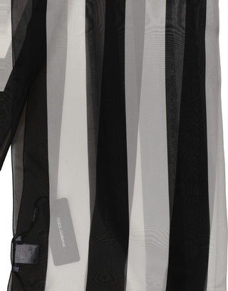 Black White Stripe Silk Shawl Stole Scarf