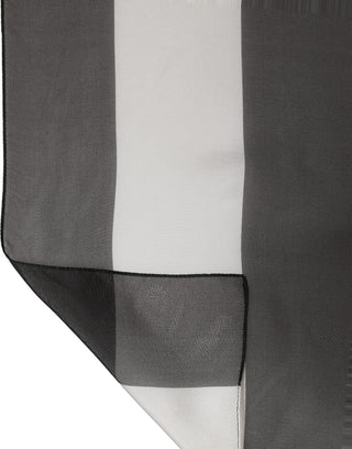 Black White Stripe Silk Shawl Stole Scarf