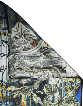 Multicolor Printed Silk Square Foulard Scarf