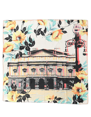 Multicolor Printed Silk Square Foulard Scarf
