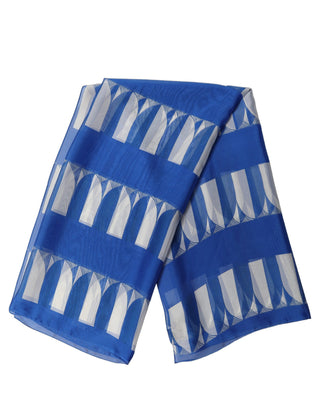 Blue White Patterned Square Foulard Scarf