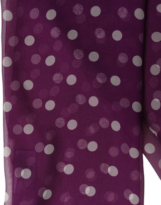 Purple White Polka Dot Square Foulard Scarf