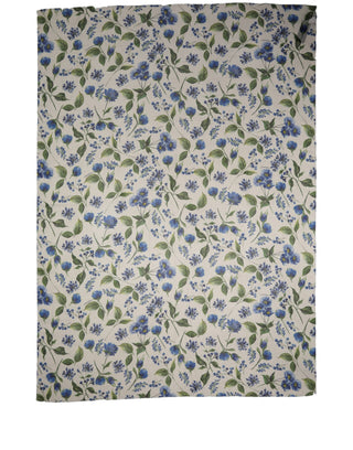 White Blue Floral Polyester Stole Scarf