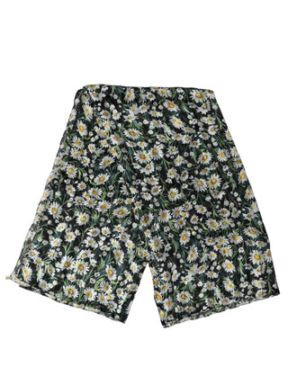 Black Floral Daisy Square Foulard Scarf
