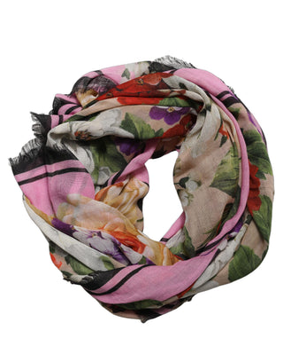 Multicolor Floral Cashmere Foulard Scarf