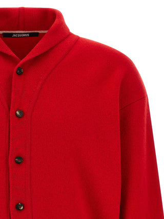 Red Merino Wool Cardigan