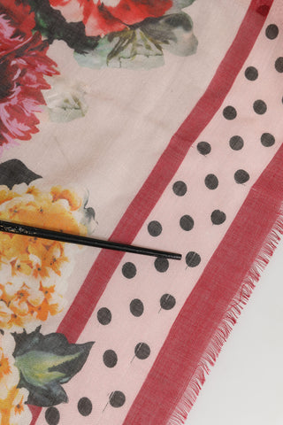 Multicolor Floral Cashmere Stole Scarf