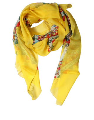 Yellow Silk Printed Shawl Stole Scarf