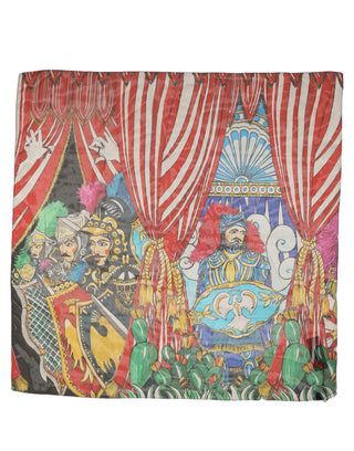 Multicolor Silk Printed Square Foulard Scarf