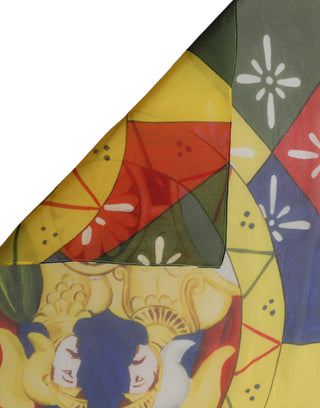 Multicolor Silk Printed Square Foulard Scarf