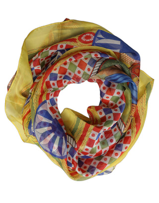 Multicolor Silk Carretto Foulard Scarf