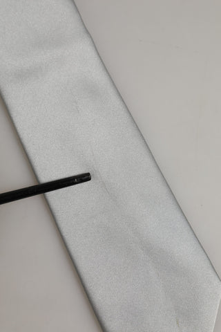 Gray Satin 100% Silk Adjustable Tied Men Necktie Tie