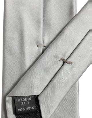 Gray Satin 100% Silk Adjustable Tied Men Necktie Tie