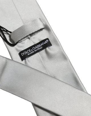 Gray Satin 100% Silk Adjustable Tied Men Necktie Tie