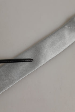 Gray Satin 100% Silk Adjustable Tied Men Necktie Tie