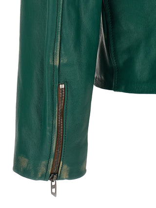 Bicolor Lamb Leather Leather Jacket