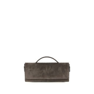 Brown Suede Leather Clutch Bag