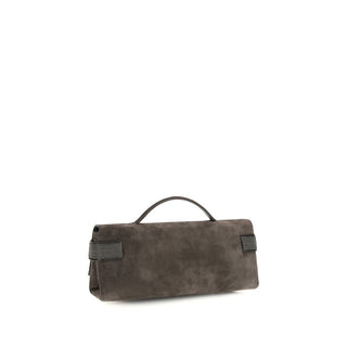 Brown Suede Leather Clutch Bag