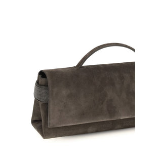 Brown Suede Leather Clutch Bag