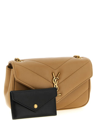 Beige Lamb Leather Crossbody Bag
