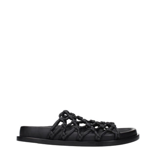 Black Leather Slippers