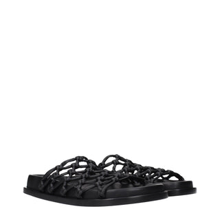 Black Leather Slippers