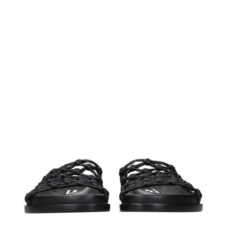 Black Leather Slippers