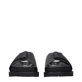 Black Leather Slippers