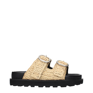 Beige Raffia Slippers