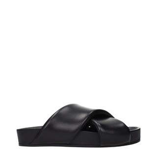 Black Leather Slippers