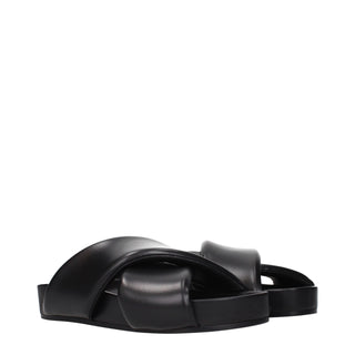 Black Leather Slippers