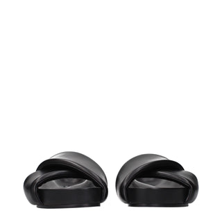Black Leather Slippers