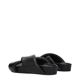 Black Leather Slippers