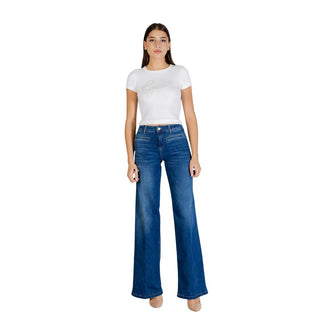 Blue Cotton Bootcut Jeans