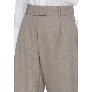 Beige Polyester Dress Pants