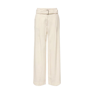 Cream Polyester Dress Pants