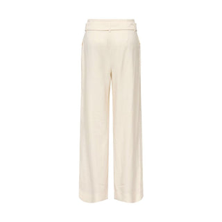 Cream Polyester Dress Pants