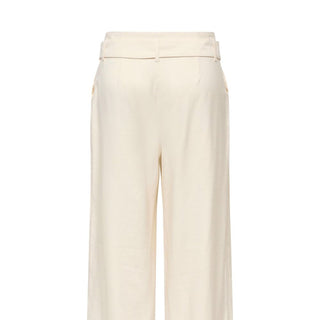 Cream Polyester Dress Pants