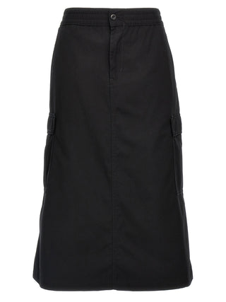 Black Cotton Midi Skirt