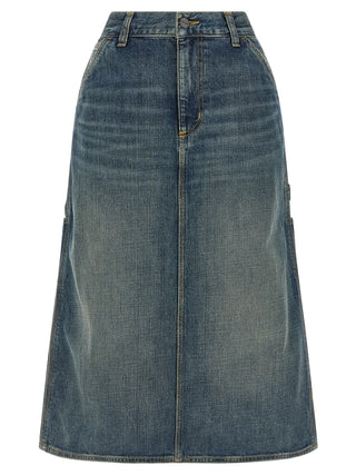 Blue Cotton Midi Skirt