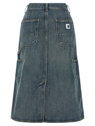Blue Cotton Midi Skirt