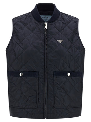 Blue Recycled Polyamide Sleeveless Jacket
