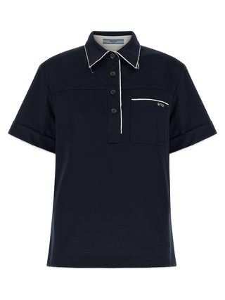 Blue Cotton Polo Shirt