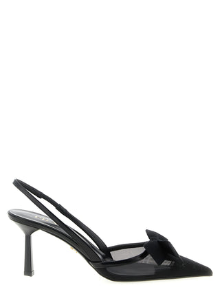 Black Polyamide Mid Heel Pumps