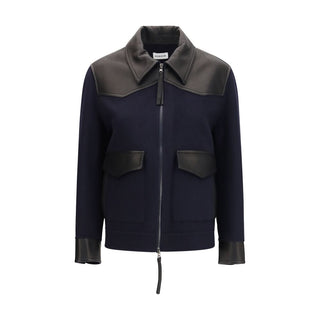 Blue Wool Oves Aries Leather Jacket