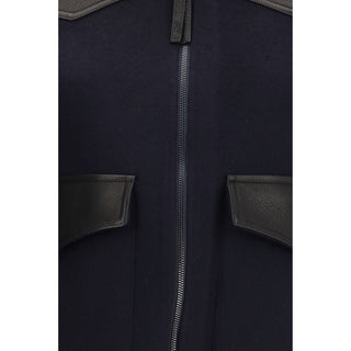 Blue Wool Oves Aries Leather Jacket
