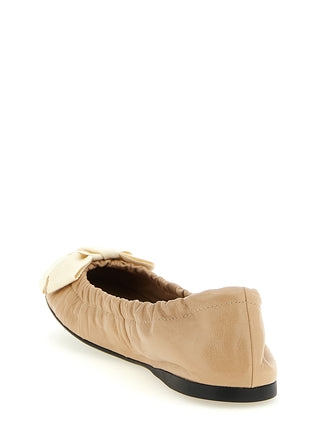 Beige Calfskin Ballet Flats